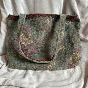 Vintage Style Floral Tapestry Tote Bag